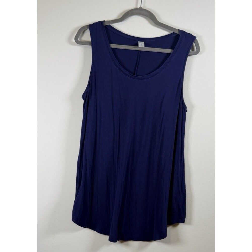 Old Navy Luxe Womens Blue Solid Scoop Neck Wide Strap Tank Top - Large